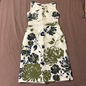 Jones New York Floral Midi Dress - Cream and Green